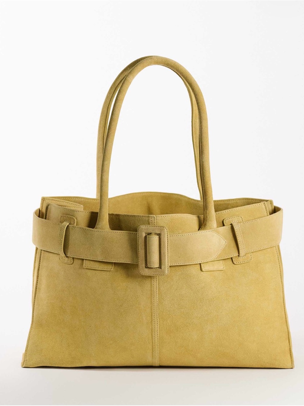 Topshop Tammy real suede belt detail large tote in buttermilk